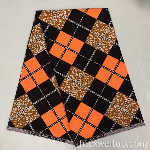 Tissu imprimé en bloc vertical 100% polyester africain
